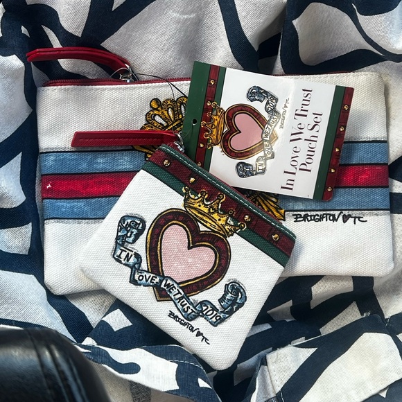 Brighton purse canvas pouch 2 set Love We Trust Pouch - Picture 3 of 8